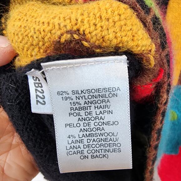 Vintage Susan Bristol Puzzle Knit Cardigan Size M Embroidery Silk Angora Autism - Picture 15 of 15